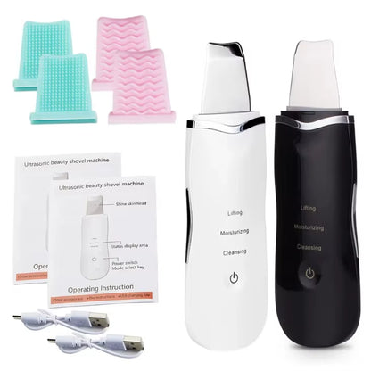 Electric Ultrasonic Skin Scrubber Vibration Face Spatula Peeling Blackhead Remover Facial Lifting Cleansing Ultrasonic Skin Care